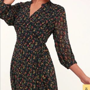 COPY - Go With The Flo-ral Black Floral Swiss Dot Midi